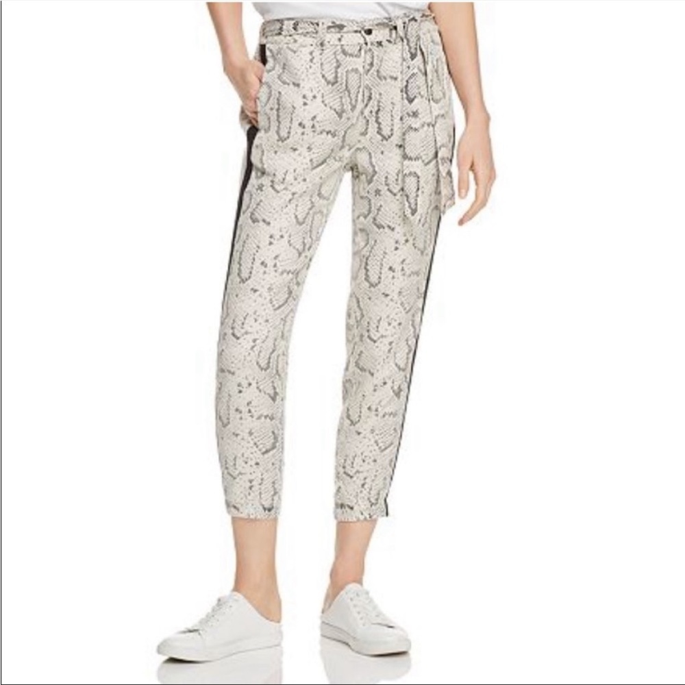 Pam & Gela Snakeskin Python Print Jogger Pants White Grey Gray Black Women’s